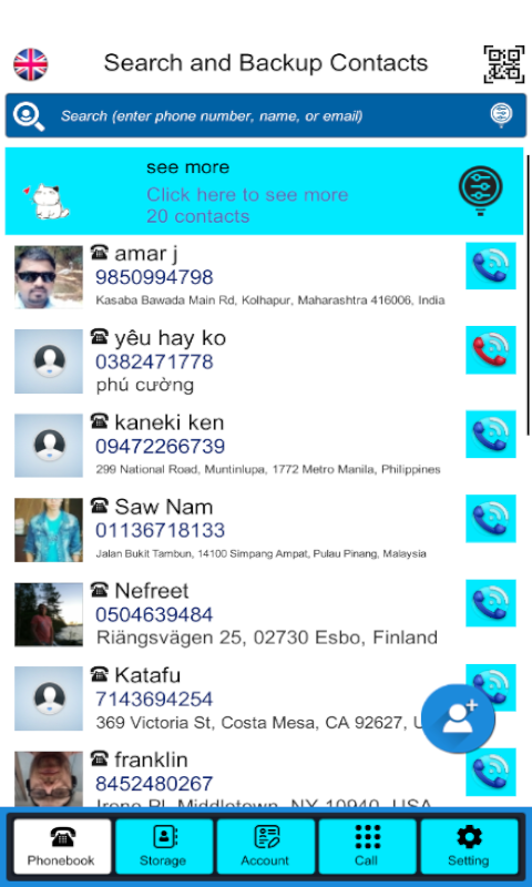 World Phone Book screenshot