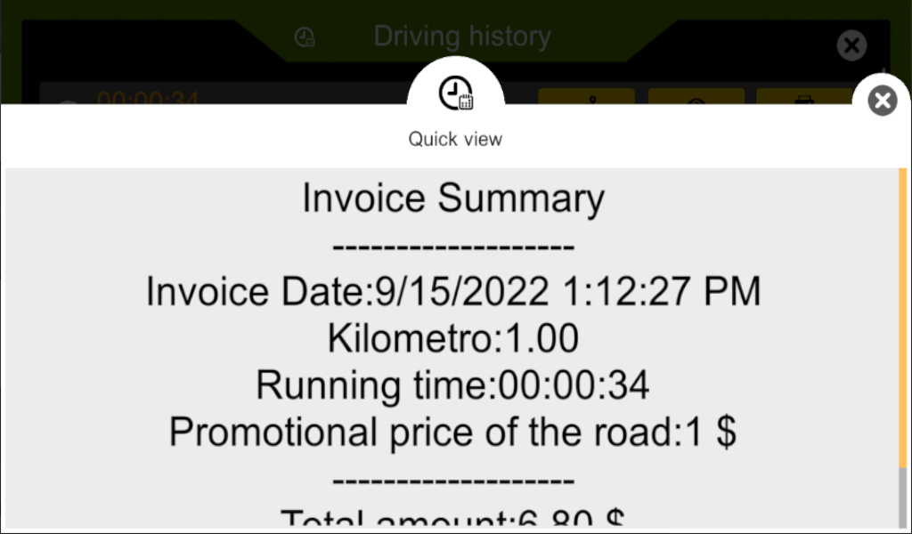 Taxi time meter screenshot