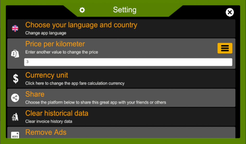 Taxi time meter screenshot